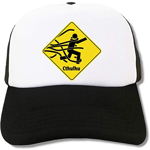Atprints Cthulhu Warning Funny Yellow Hazzard Sign Artwork Trucker Cap Baseball Hat