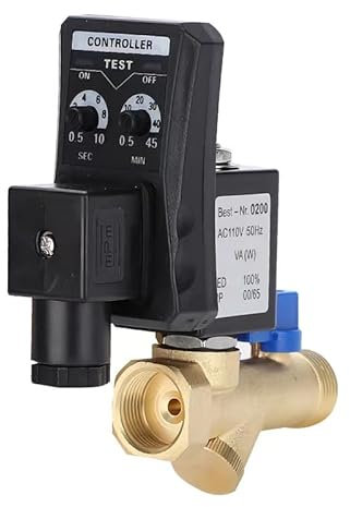 Válvula de drenaje automática,Programable G1/2 DN15 Válvula de drenaje temporizada electrónica automática integrada para la gestión de condensado del compresor de aire(AC230V)