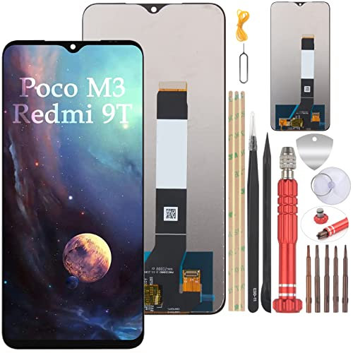 YHX-OU 6,53'' Negro LCD para Xiaomi Poco M3 Redmi 9T Pantalla Táctil de Repuesto Pantalla con Herramientas (Modelo: M2010J19CG M2010J19CI)