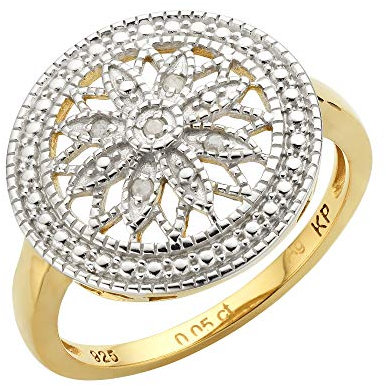 Diamonds by Ellen K. Damen Ring 925/- Sterling Silber bicolor Diamant gelb 0,05ct. 358270817
