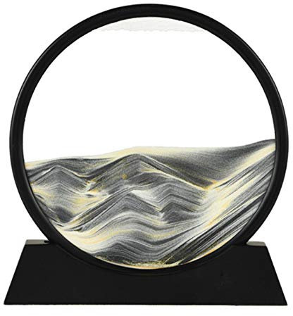 Sablier de 30,5 cm en mouvement - Paysage de sable en mer profonde en 3D - Sablier rond en verre - Cadre de sable - Décoration murale