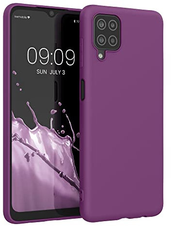 kwmobile Hülle kompatibel mit Samsung Galaxy A12 Hülle - weiches TPU Silikon Case - Cover geeignet für kabelloses Laden - Magenta Lila