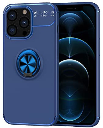 SORAKA Case for iPhone 13 Pro with Ring Holder Soft TPU Slim Fit Case iPhone 13 Pro Case with Metal Plate for Magnetic Car Phone Holder Blue