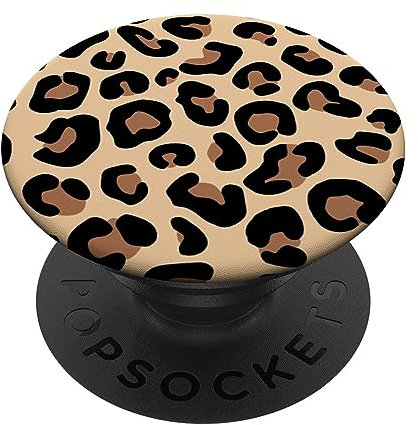 marabonsDesignsForLeopardFans Leopard Muster Print Gepard Ähnliches Tier PopSockets Klebender Pop-Up Disc Handy-Halter Schwarz für Smartphones mit harten Plastikgehäusen