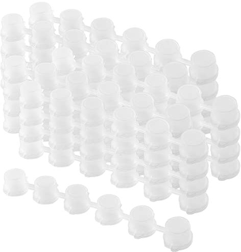 JEUIHAU 50 Strips 300 Pots Empty Plastic Paint Strips,3ml / 0.1 oz Clear Paint Pot Strips, Mini 6 Paint Cup Pots for Classrooms Paintings Art Festivals