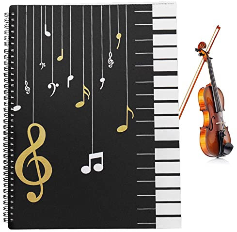 LUCKYKODOR Notenmappe A4 Musik Tabelle Datei Ordner Musikordner 30 Taschen Musik Ordnungsmappe Notenblätter Mappe Notenhefter Noten Präsentationsmappe Chormappe für File Papier Akten Konzert