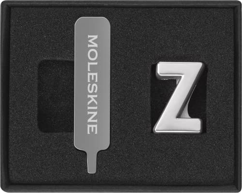 Moleskine-Anstecknadel für Notizbuch oder Agenda, Buchstabe Z, Buchstaben-Anstecknadel, Personalisiere den Verschluss mit einem Gummiband, Personalisierte Geschenkideen, Silberfarbe