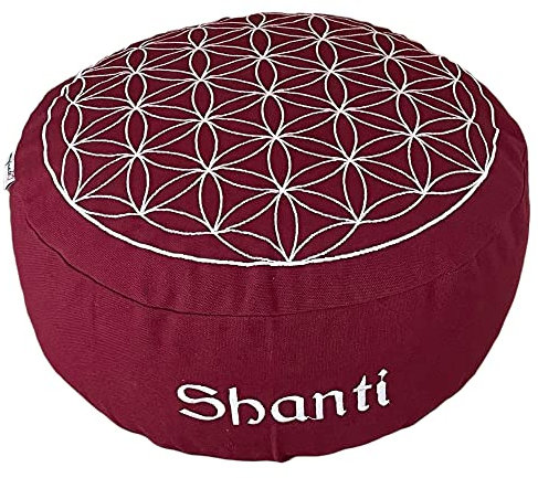 Yogakissen Meditationskissen Shanti rund Sitzhöhe 15 cm waschbarer Bezug aus Baumwolle Yoga Sitzkissen mit Bio-Dinkelspelzen entspannte Meditation