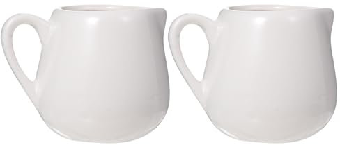 Housoutil 2 Stück Mini- Porzellan- Sahnekännchen Kleiner Milchkännchen Keramik- Saucenkrug Servierkrug Milchkännchen Sauciere Schüssel Sirup Dressing Servierteller für Zuhause Weiß 70 Ml