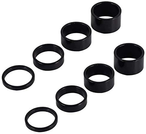 Karjiaja 8 STK Fahrrad Vorbau Spacer Set Schwarz Abstandshalter Vorbau Distanzringe Steuersatz Bike Headset Spacers Distanzscheiben Ahead Spacer 1 1/8 Zoll für Rennrad MTB