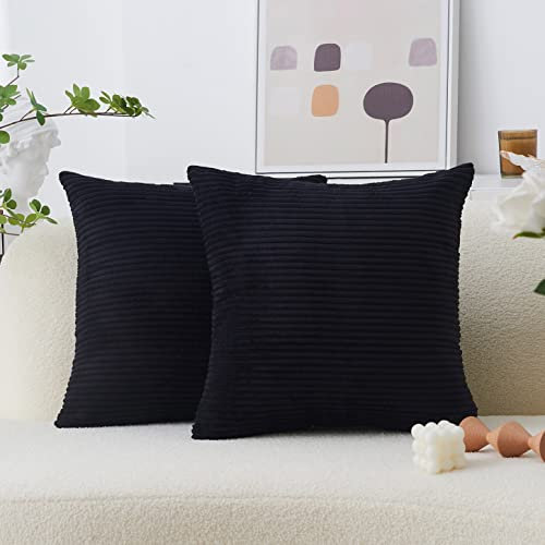 Home Brilliant Black Cushion Cover Set of 2, Cushion Covers 50cm x 50cm for Sofa Bed, Super Soft Square Pillows for Scatter Cushions, (50cm x 50cm, Jet Black)