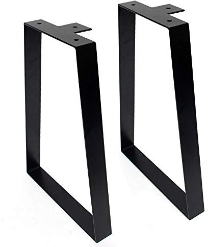 Signstek 16 inch metal table legs, black metal trapezoidal furniture legs 40cm coffee table legs, DIY modern furniture legs