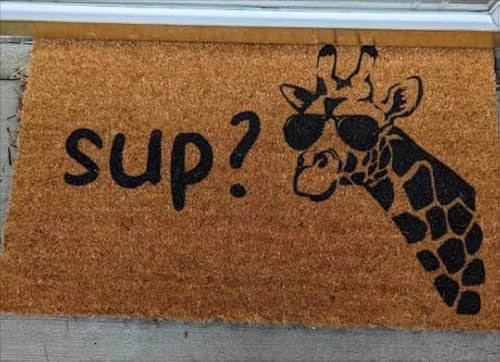 Ecosides Sup, Cool Giraffe, Funny Doormat, Custom Door Mat for Front Door, Personalized Doormat, Painted Doormat for Housewarming Gift