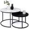IDMarket - Set mit 2 Couchtischen, Alaska, rund, 54/70, Marmor-Effekt und Schwarz, Metallfüße