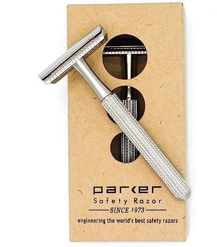 Parker Safety Razor, Model 78R Rasierhobel mit geschlossenem Kamm, satiniertes Chrom, 3-teilig