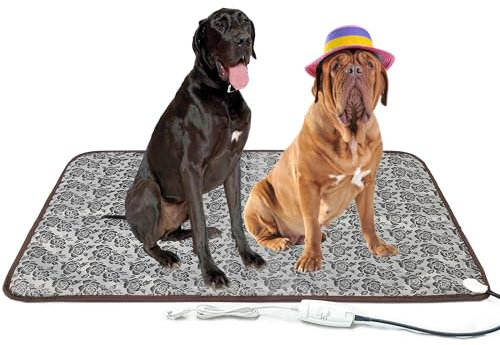 DEOMAN Extra großes Haustier-Heizkissen für Hunde und Katzen, beheizte Bettmatte, Welpenheizkissen für Wurfbox, elektrische Heizdecke, Outdoor-Hundehütte, wasserabweisend, leicht zu reinigen