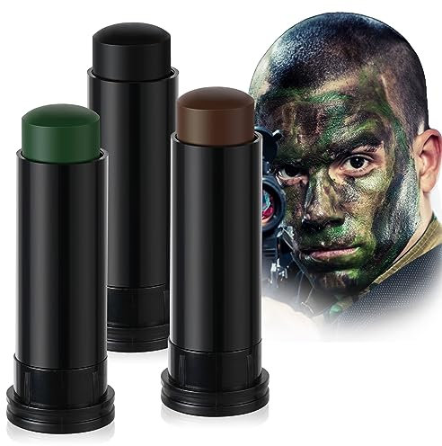 Aomig Bodypainting Farben, 3pcs Öl Creamy Blendable Stick , Ölbasierte Ungiftig Schminkstifte für Gesicht & Körper, Make-up Face Paint für Halloween Körperkunst Party Schminke(schwarz+braun+grün)