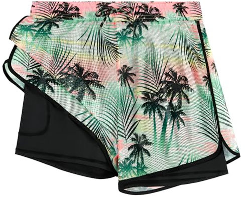 APTRO Damen Badeshorts Badehose Schwimmshorts Beach Strand Surf Shorts mit Innenhose Netz Palmen W79 XL