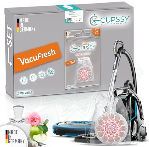 Cupssy VacuFresh, Secret of Zara Home White Jasmin, Staubsauger Duft, Staubsauger Deo, Duft für Staubsauger, Staubsauger Duftstäbchen, Für den Luftfilter und Staubsaugerbeutel, 3x AirPad