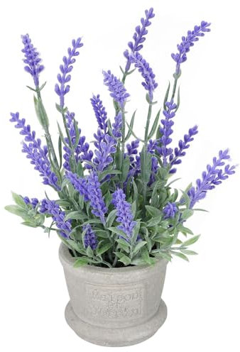 SEWACC Pianta Di Lavanda Artificiale In Vaso Lavanda Finta In Vaso Con Fiori Di Lavanda Viola Per La Casa