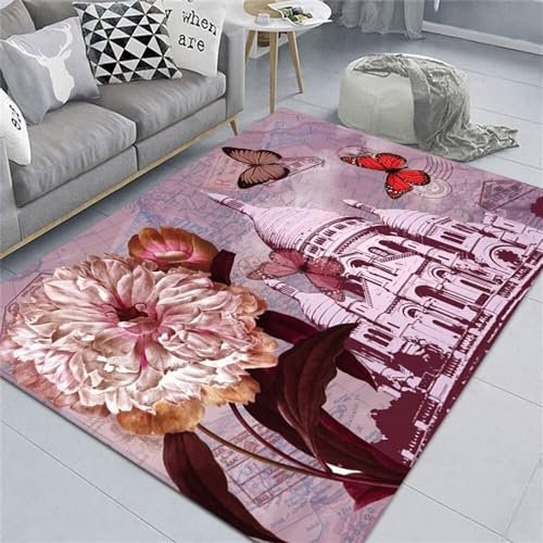 bodenbelag für Balkon deko Zimmer Tumblr Keine Allergien Kunstdesigner Teppich Rosa Abstrakter Wohnzimmerteppich Bequem und lichtecht deko Schlafzimmer modern 60X90CM