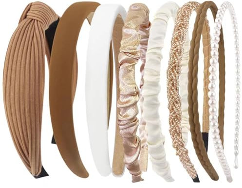 8 Stück Haarreifen Set Damen, Verschiedene Modische Stirnbänder, Haarreif Perlen, Stirnbänd Kunststoff Haarreif, Haarreifen Breit, Haarbänder Haar-Accessoires für Mädchen Kinder