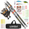 Lixada 2-teiliges Angelruten- und Rollen-Set, Teleskop-Angelrute aus Kohlefaser mit Spinnrollen-Set, Tragetasche, Koffer, Salzwasser/Süßwasser, Reise-Angelköder, Jighaken, komplettes Set