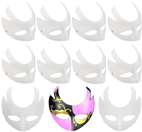 zrfgbxim 10 Stück Papiermasken zum Bemalen, DIY Weißes Masken zum Anmalen, Unbemalte DIY Papier Maske, Cosplay Masken für Halloween Maskerade Party Maskenball Masken