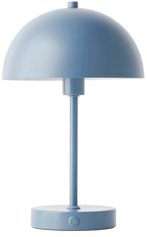 mokebo® LED Tischlampe kabellos, Akku Tischleuchte dimmbar & aufladbar mit USB-C 'Der Leuchtturm', Vintage Flowerpot Lampe, Pilz Lampe & Nachttischlampe Taupe Metall mit Batterie, warmweißes Licht