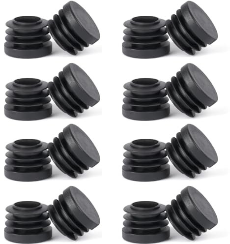 OSDUE Rond Bouchons pour Tuyau, 16 pièces 20MM Bouchons de Couverture Cache Tube en Plastique Bouchon Pied de Chaise Embout de Bouchon en Plastique Noir, pour Chaises, Canapés, Tables
