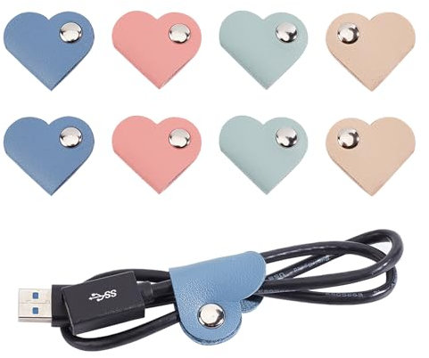 NICENEEDED 8 Stück Leder Kabel Organizer Heart Management Kopfhörer Wickelaufwickler Kabelbinder Halter Kabelaufwicklung Für Kopfhörer