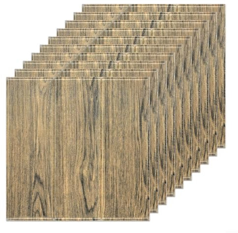 Besttoolifes 20 Stück 3D Holzmaserung Tapete Selbstklebende Holzoptik Wandpaneele PE-Schaum Holz Wandaufkleber für Zuhause Wohnzimmer Schlafzimmer Küche Badezimmer 35 x 35 cm (C)