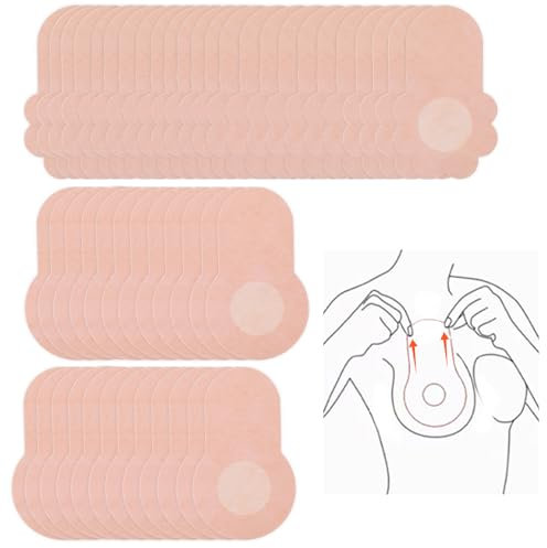JIEYAO Lot de 48 protège-tétons jetables, Coussinets pour tétons, Cache-tétons Sexy et améliorés, Invisibles, Couleur Chair, Autocollants pour tétons, pour Femmes et Filles, Saint-Valentin