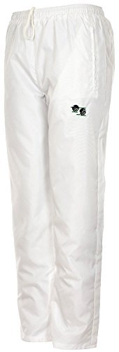 Miss Trendy Men's and Women's Waterproof Lawn Bowling Trousers with Elasticated Adjustable Waist Side Zipped Pockets Bowls Logo Embroidery Wind Resistant White S
