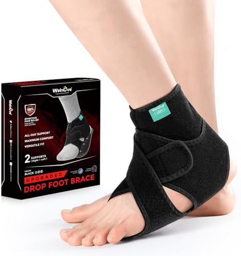 Welnove Sprunggelenkbandage - Einstellbares Fußbandage - Flexible knöchelbandage,Damen und Herren，Plantar Fasciitis Relief Brace，Black