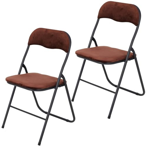 Brixy Elegante Klappstühle im 2er-Set, Samt Braun, platzsparend und stabil, 43 x 47 x 80 cm