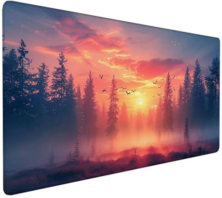 Alfombrilla Ratón XXL 800x300x3mm, Gaming Alfombrilla Ratón Ocaso, Alfombrilla Escritorio con Base de Goma Antideslizante, Alfombrilla Teclado y Raton, Pc Gaming Accesorios, Regalos, Naranja 0-8-N