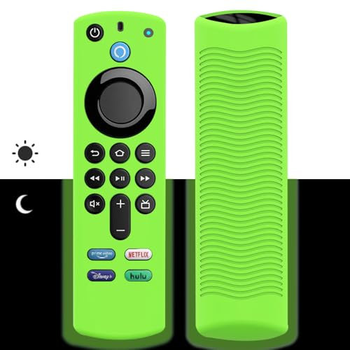 Telecommande Silicone Boîtier de Télécommande pour Fire TV Stick 4K /Alexa télécommande vocale (3rd Gen)/Alexa Voice Remote 3. Generation,Protege Antidérapante Coque Étui, Brille dans Le Noir