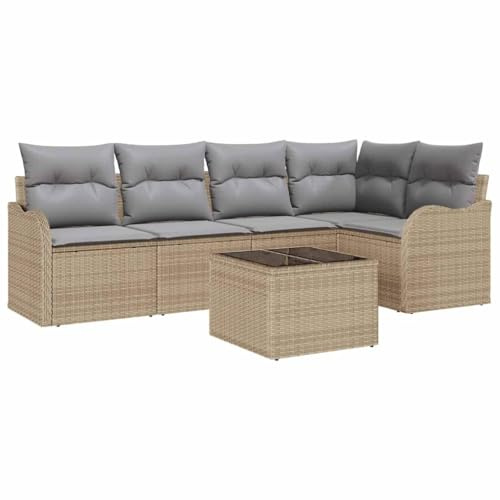 vidaXL Gartensofa-Set 6 STK. Beige Poly-Rattan