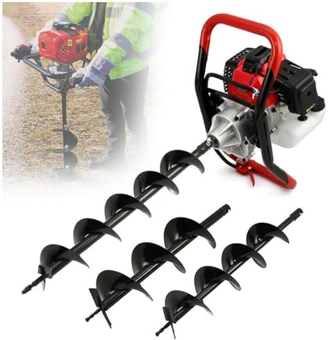 Eastnmythet Erdbohrer für Pfosten, 4-Takt-Benzin-Erdbohrer, Benzin-Erdbohrer für Zaunpfähle und Baumpflanzungen, inkl 3 Erdbohrer,4/6/8cm