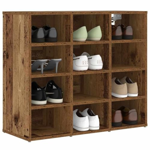 vidaXL Shoe Cabinet Old wood 77.5 x 30 x 67 cm Engineered wood, Ample Storage for Hallway, Rectangular Minimalist Shoe Cabinet, Stylish Organizer, Functional Home Entry Solution, Space Saver