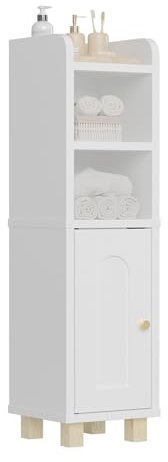 Nordivale Freestanding Bathroom Storage Unit with Adjustable Shelves, Slim Bathroom Cabinet for Small Spaces, Narrow Tall Storage Cabinet in White
