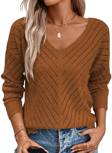 Razzlebelle Maglione Donna Autunno Inverno Scollo V Maniche Lunghe Morbido Comodo