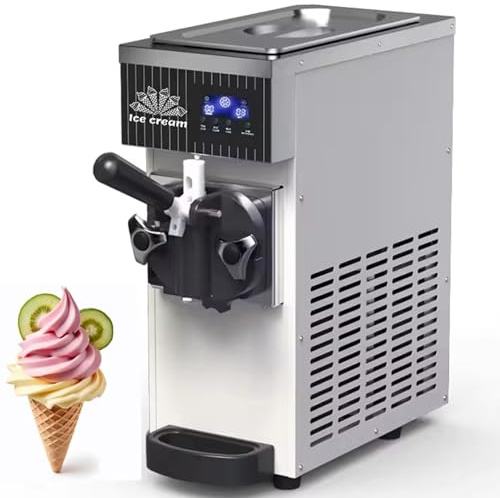 RETRIN 450W Gelatiera Professionale Soft Serve,Gelato Soft 4-5 kg/Ora,1 Sapori,Tramoggia 3,5 L,Pannello LCD,Pulizia Automatica,per Uso Domestico Yogurt caffè Snack Bar Ristorante MilkyWhite