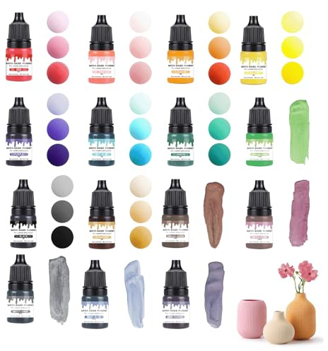 Hyleara 15 STK Farbpigmente für Gießpulver, Gießpulver Farbe -je 5ml | Betonfarbe, Zementfarbe, Farbpigmente für Beton, wasserbasiert, Flüssigpigmente für Gips Keramik Gießprojekte