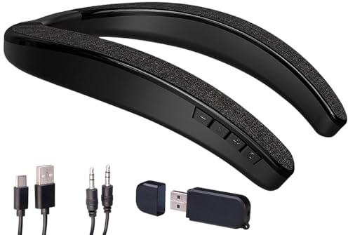 auvisio Casque : haut-parleur de cou 2 en 1 sans fil avec Bluetooth, mains libres, MP3 (casque tour de cou, casque tour de nuque)