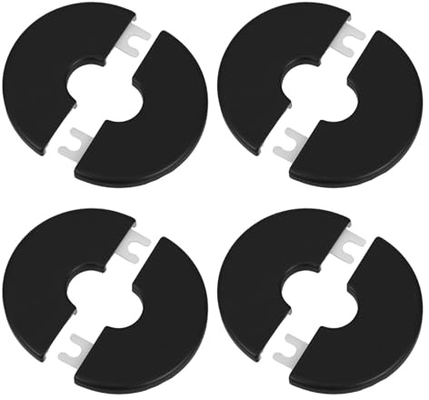 Tofficu 4pcs Black Radiator Pipe Covers for 15-16mm Water Pipes Round Split Flange Design Accessories for Plumbing