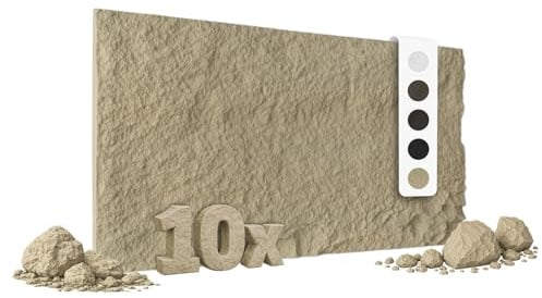 HEXIM Steinoptik Felsen Platten 10 Stück 120x60cm PU Wandverkleidung 7,3 m² 3D Paneele Bruchstein Stone Dekor Wandpaneele Wanddeko Steinplatte Felswand Wohnzimmer Innenwand (A002-15 Beige)