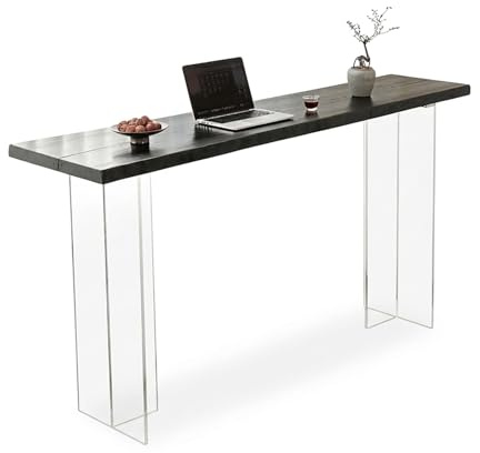 WYHBXD Moderner Bartisch Mit Acrylbeinen Extra Lange, Schmale Konsole FüR Den Eingangsbereich Im Industrial-Stil Aus Massivholz Hoher Sofatisch FüR Die RüCkseite des Sofas Schmaler(140cm/55)