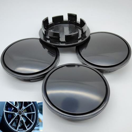 GUOMIS 4 pièces de Cache-moyeux, compatibles avec Les Jantes en Alliage VW et Audi (diamètre extérieur 65 mm, diamètre intérieur 56 mm), en matériau ABS(Noir)